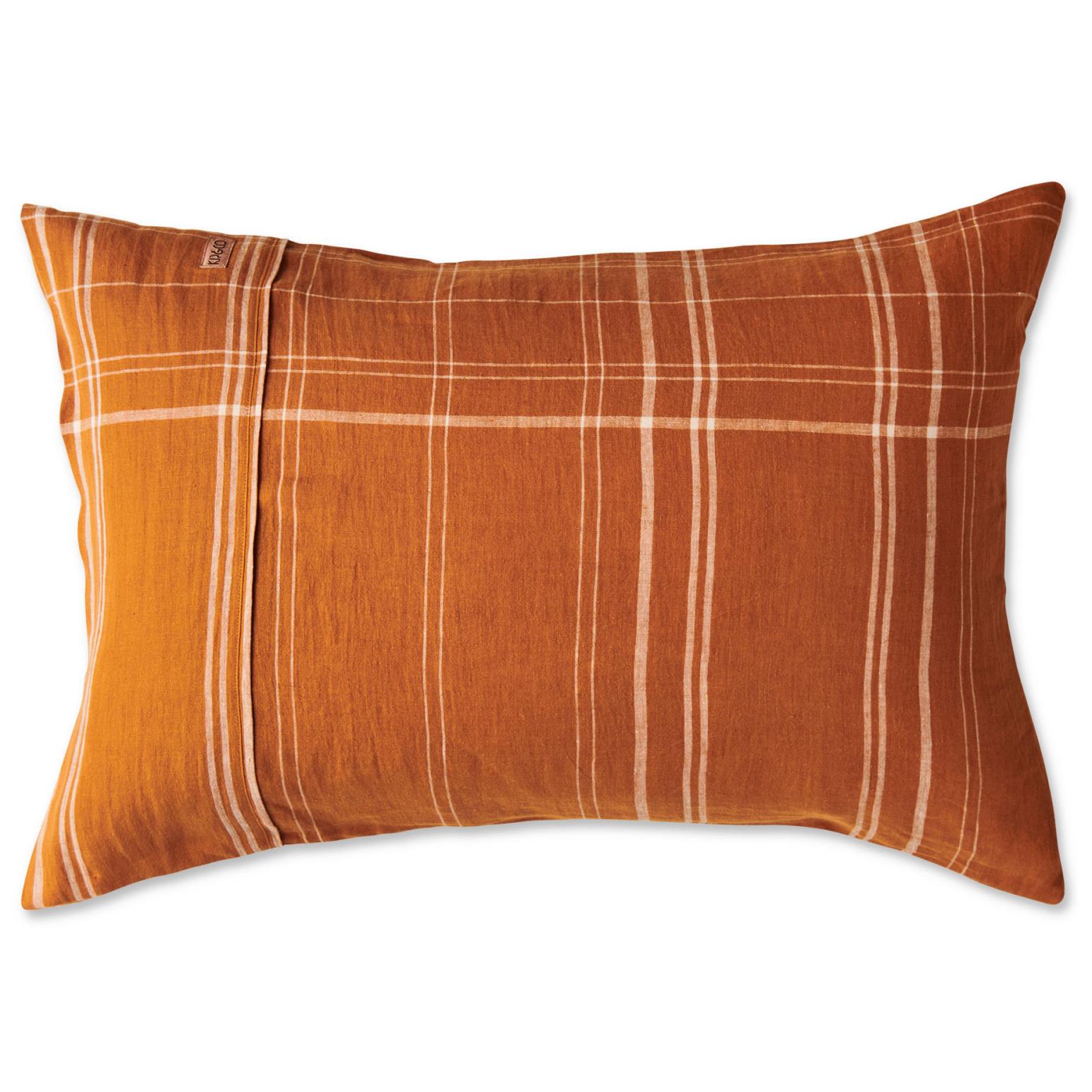 Kip&Co Santa Monica Pecan Tartan Linen Pillowcases 2P Std Set